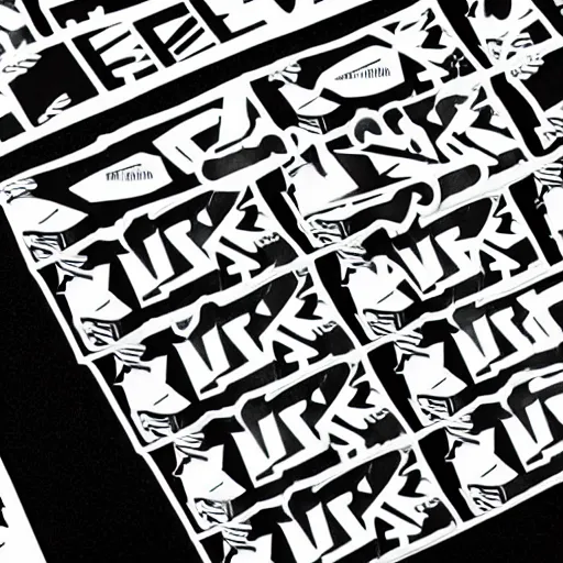 Image similar to black on white nike graphic design stickers in style of david rudnick, eric hu, y 2 k, brutalism