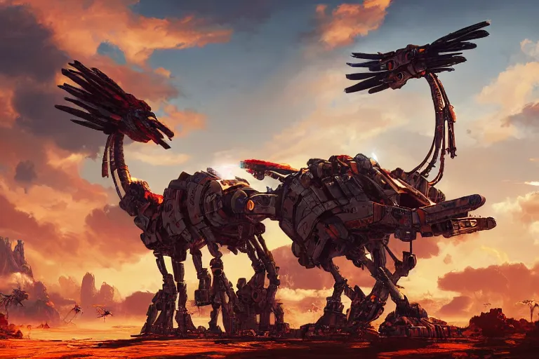 Image similar to stormbird machine mecanical creature robot of horizon forbidden west horizon zero dawn radiating a glowing aura global illumination ray tracing hdr fanart arstation by ian pesty and alena aenami artworks in 4 k