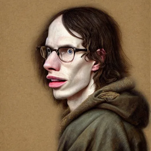 Image similar to A 17th century Baroque Painting of iDubbbz, grainy, realistic, hyperrealistic, very realistic, very very realistic, highly detailed, very detailed, extremely detailed, detailed, digital art, trending on artstation, detailed face, very detailed face, very detailed face, realism, HD Quality, 8k resolution, intricate details, body and head in frame, painting, oil painting, trending on deviantart, Baroque Painting