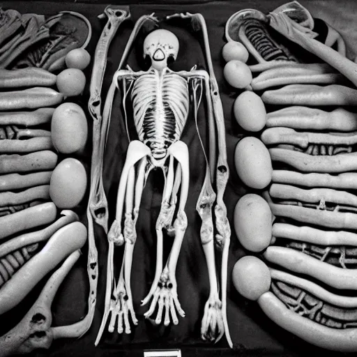 Image similar to the autopsy of an alien, black and white photo, 8 k