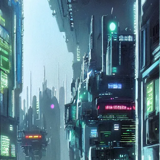 Image similar to cyberpunk neighborhood by john harris