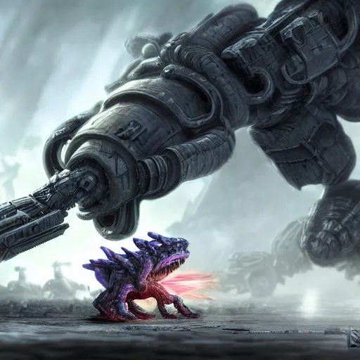 Image similar to Starcraft Zergling eating a marine soldier 4k,realistic 4k octane render painted as game concept art