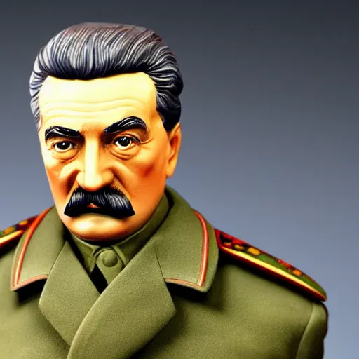 Image similar to plastic figurine of Stalin, close angle, photo