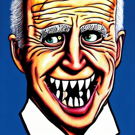 Image similar to freaky portrait of Joe Biden as Rat Fink by Ed 'Big Daddy' Roth and Junji Ito