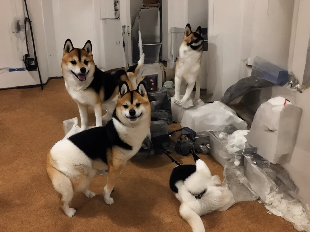 Image similar to shiba inu in the backrooms