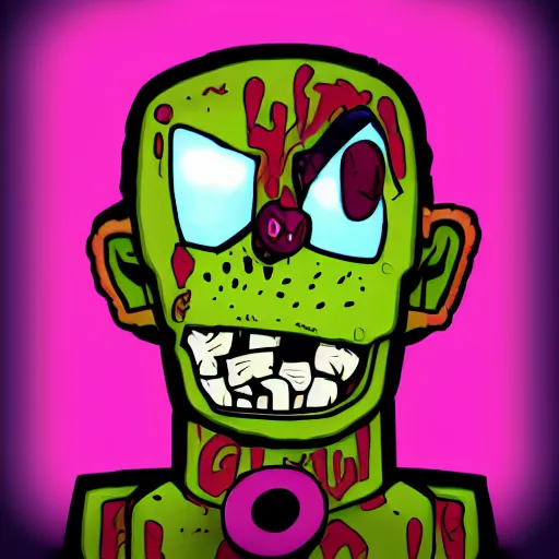 Prompt: cinematic bust portrait of zombie, head and chest only, style of Five Nights at Freddy's and Costume Quest