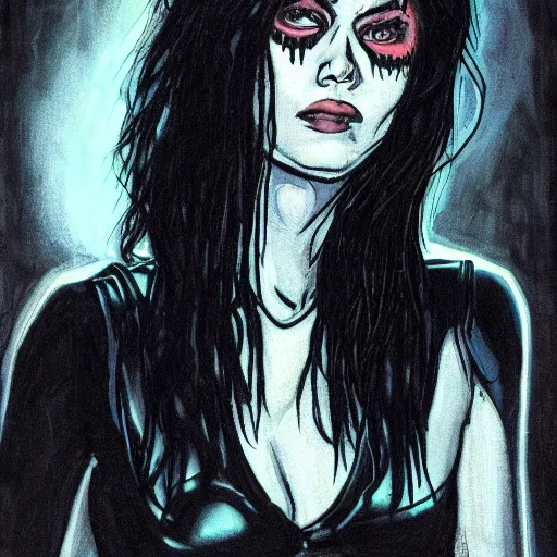 Prompt: death from the'the sandman'comics, realism, hard lighting