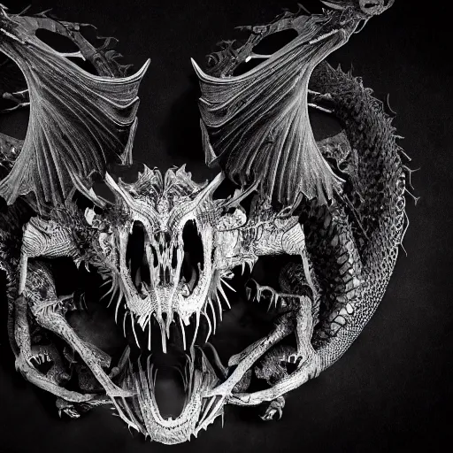 Image similar to dragon skeleton, studio photography, 4 k, black background