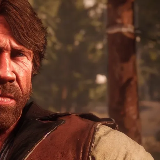 Image similar to chuck norris in red dead redemption 2, 4 k, high detail, high - resolution photograph, professional photography, ultra - detail