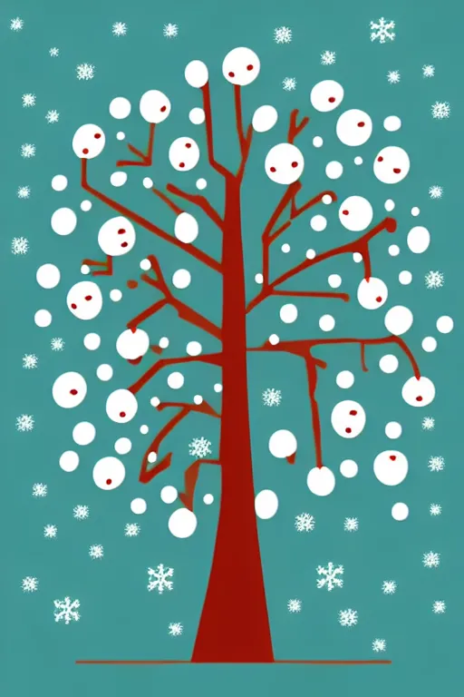 Prompt: doodle scribble scandi winter tree, sticker - art, svg vector, adobe - illustrator