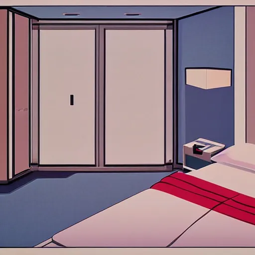 Prompt: apartment bedroom, by hiroshi nagai