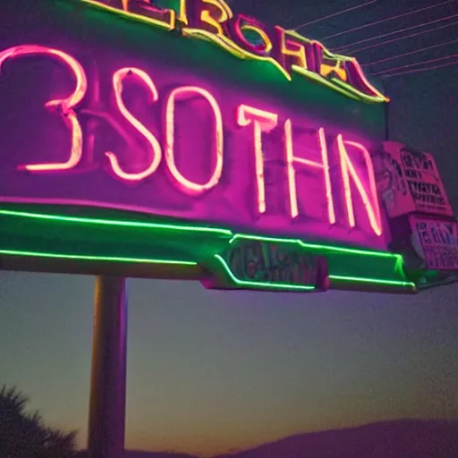 Image similar to a lousy photograph of a southern trash neon bar sign