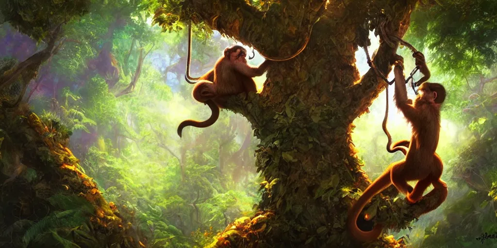 Curious Monkey in Surreal Abstract Jungle (generative AI) Stock  Illustration - Illustration of curious, jungle: 269684875