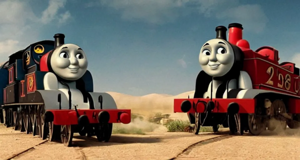 Image similar to still frame of Thomas the Tank Engine in MAD MAX: FURY ROAD (2015)