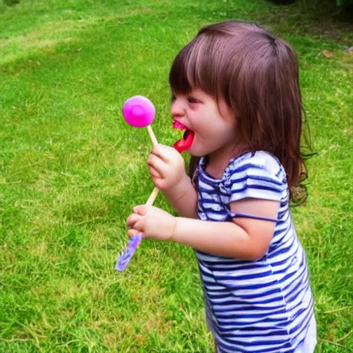 Prompt: lollipop monster eating human