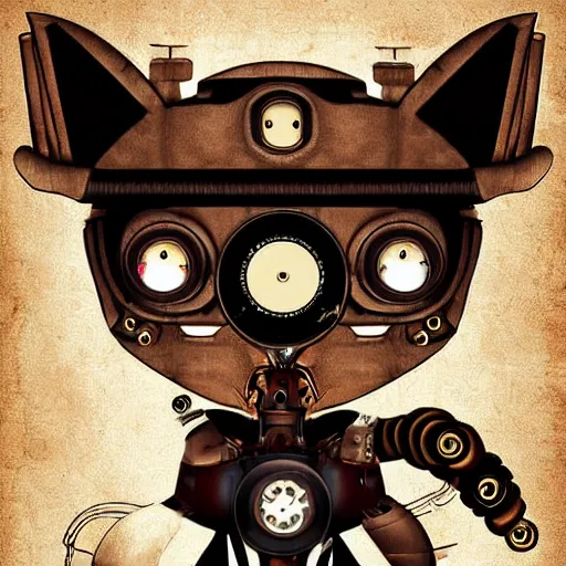 Image similar to robot fox, steampunk style, digital art