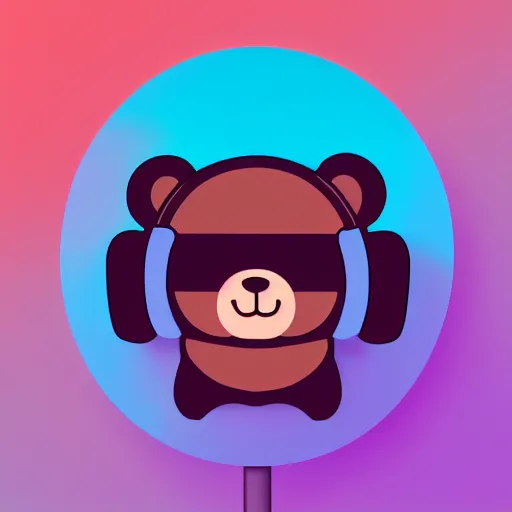 Image similar to podcast vector logo of cute cuddly bear listening to music, podcast, microphone, melodic, dreamy, isometric, adorable, octane render, golden ratio, 4k UHD, iconic design