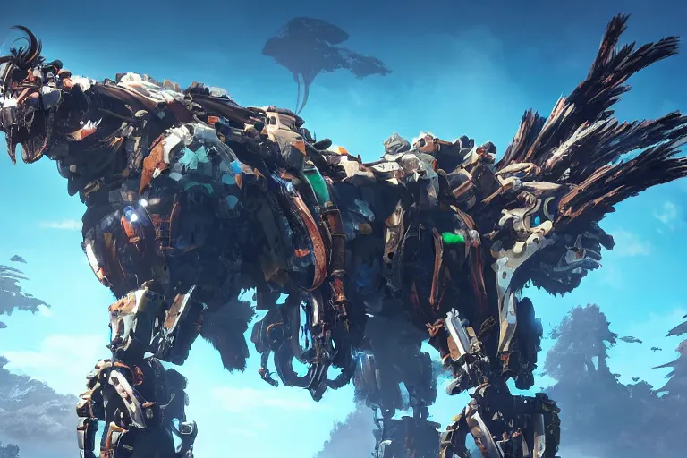 Image similar to bristleback machine mecha animal beast robot of horizon forbidden west horizon zero dawn bioluminiscence global illumination ray tracing hdr fanart arstation by sung choi and eric pfeiffer and gabriel garza and casper konefal