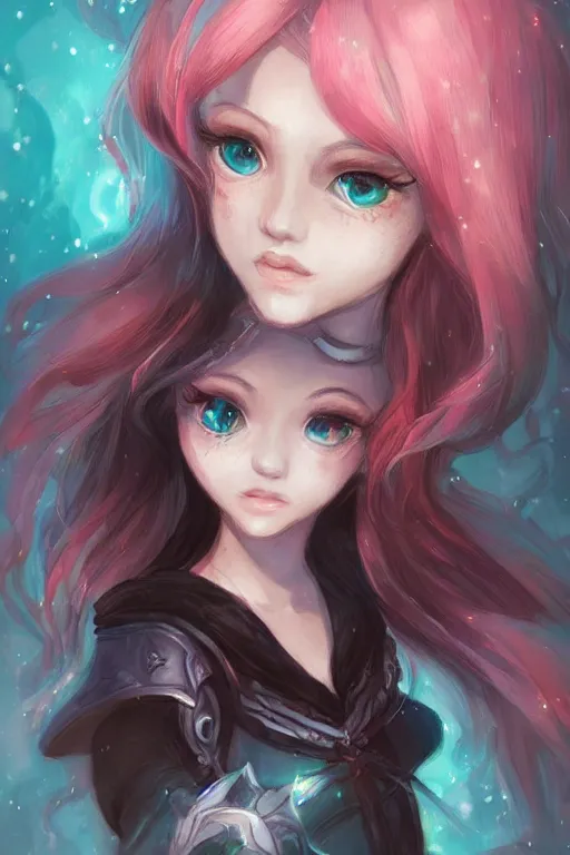 Image similar to a portrait of a cute fantasy girl by Ross Tran and loish