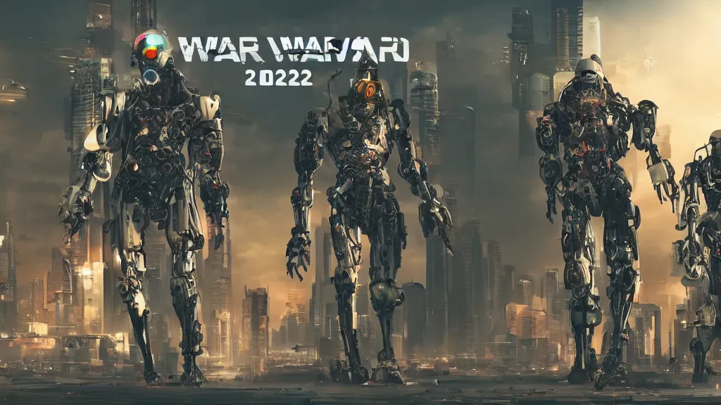 Prompt: war 2022 year cyberpunk futuristic robots ultra hd