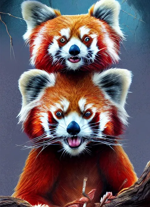 Image similar to red panda, fantasy, surreal, highly detailed, digital painting, artstation, concept art, illustration, art by patrick james woodroffe!!!