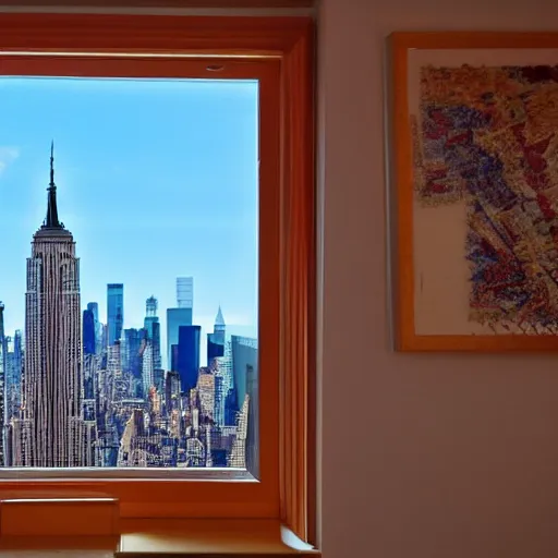 Prompt: view of New York from the perspective of Homer Simpson house