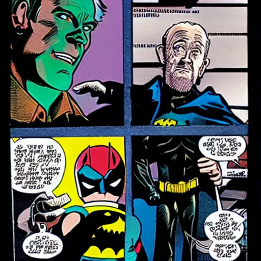 Image similar to george carlin as batman, marvel comic art