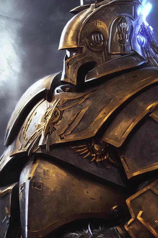 Image similar to armor portrait heros warhammer 4 0 k horus heresy fanart - the primarchs emperor by johannes helgeson animated with vfx concept artist & illustrator global illumination ray tracing hdr fanart arstation zbrush central hardmesh 8 k octane renderer comics stylized