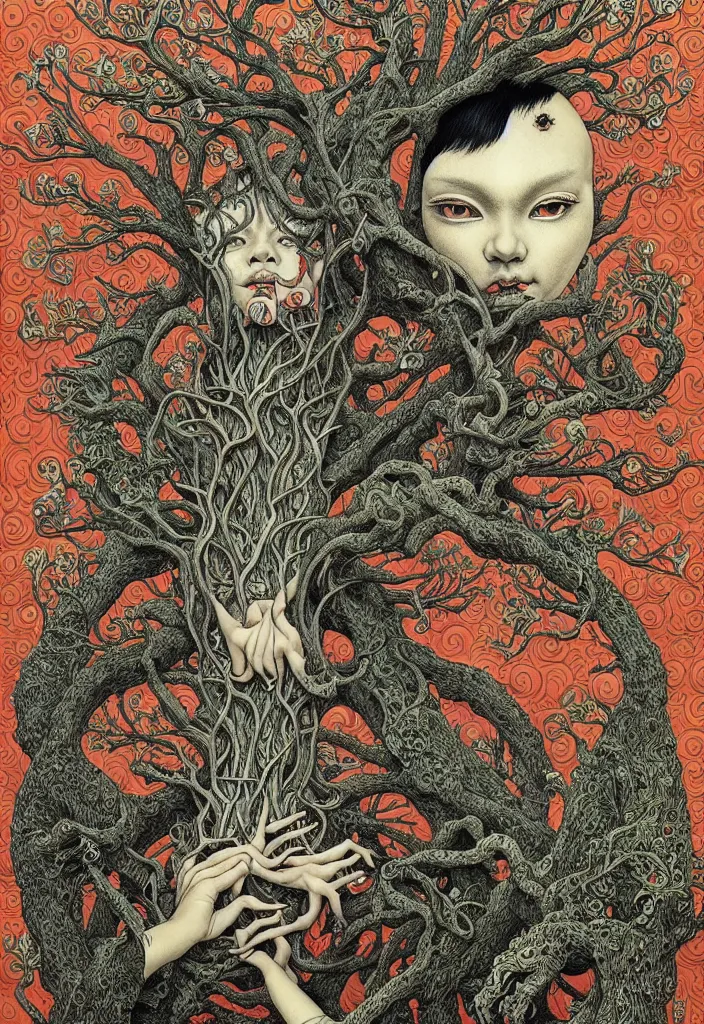 Image similar to portrait painted in jacek yerka style drawn by vania zouravliov and takato yamamoto, inspired by the tree of life, intricate acrylic gouache painting, high detail, sharp high detail, artstation