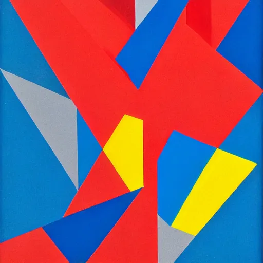 Prompt: geometric abstraction in red, yellow, and blue