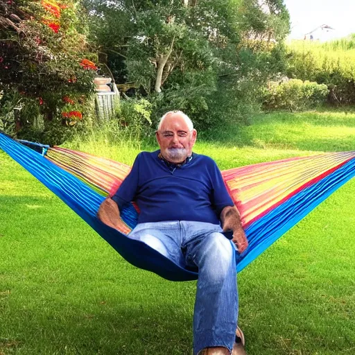 Prompt: my italian dad on a hammock