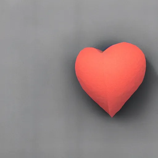 Prompt: 3d render of a red clay heart shape in the middle of a gray sheet of paper, colorful left side