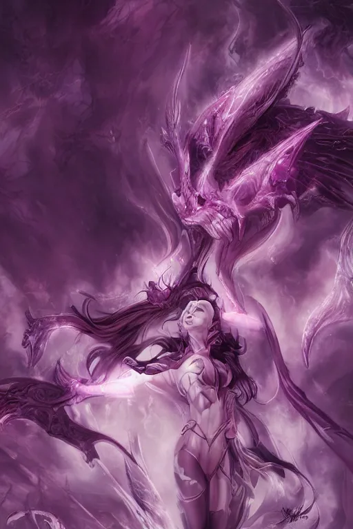 Image similar to beautiful demon princess scenery wallpaper aesthetic, purple color, demonic, cinematic, powerful, super detailed and intricate, elegant, hyper realistic, by artgerm, by kyoung hwan kim, by ralph mcquarrie, by yoshiyuki tomino