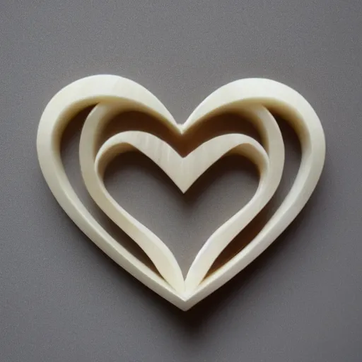 Image similar to parametric heart carved out of ivory, c anon 5 d 5 0 mm lens