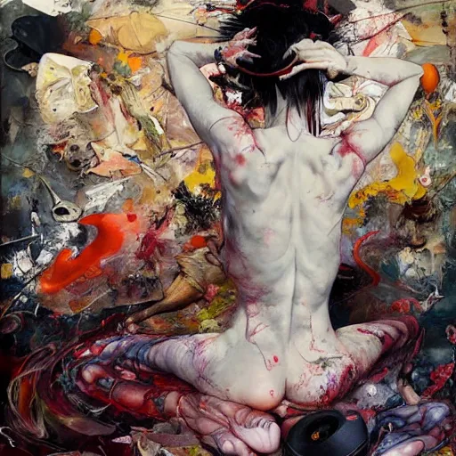 Prompt: virtual reality dreaming, in the style of adrian ghenie, esao andrews, jenny saville,, surrealism, dark art by james jean, takato yamamoto