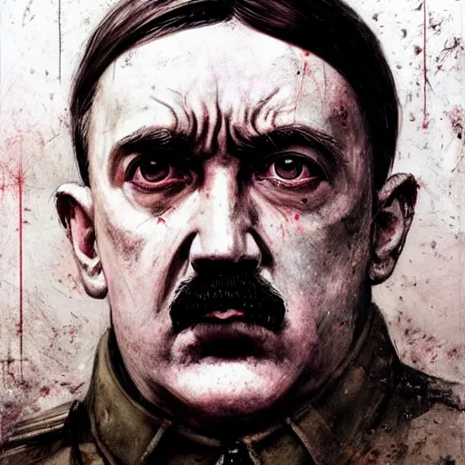 Prompt: adolf hitler satanic spawn of hatred and destruction, colourised, face portrait, epic, military art, fantasy, dieselpunk, hd shot, digital portrait, beautiful, artstation, comic style, by artgerm, guy denning, jakub rozalski, magali villeneuve and charlie bowater