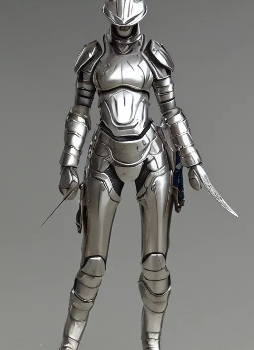 Image similar to 80mm, resin detailed model figure of a female wearing a silver mantis armor