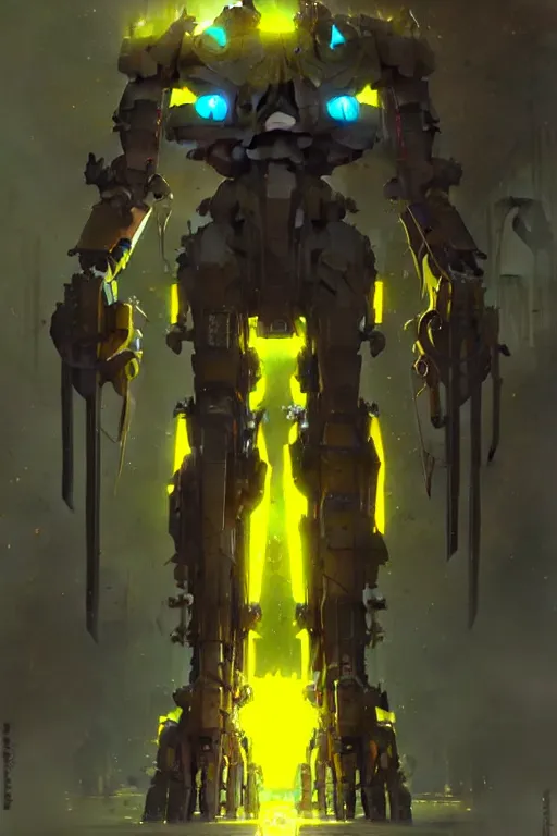 Image similar to portrait Keetongu bionicle cyclops yellow by Greg Rutkowski