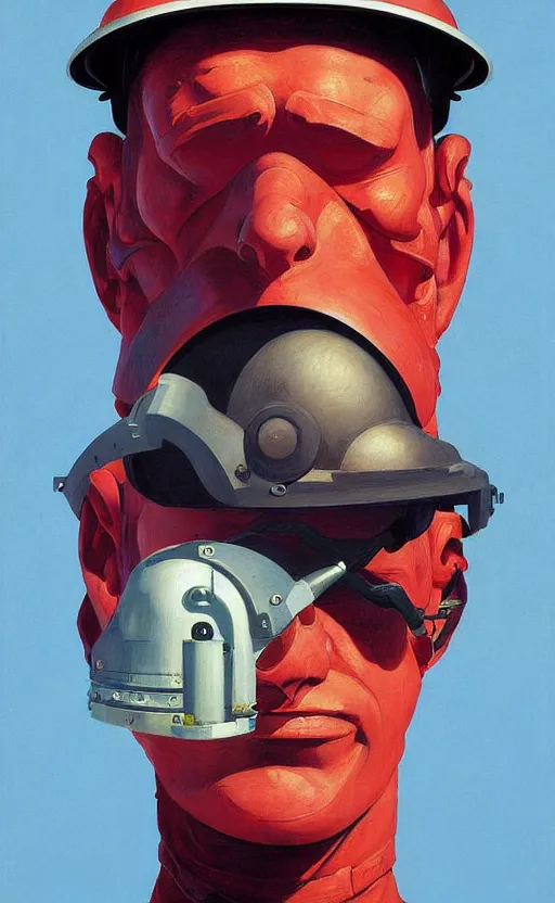 Image similar to Portrait of an engineer with helmet, very coherent, painted by Edward Hopper, Wayne Barlowe, painted by James Gilleard, airbrush, art by JamesJean