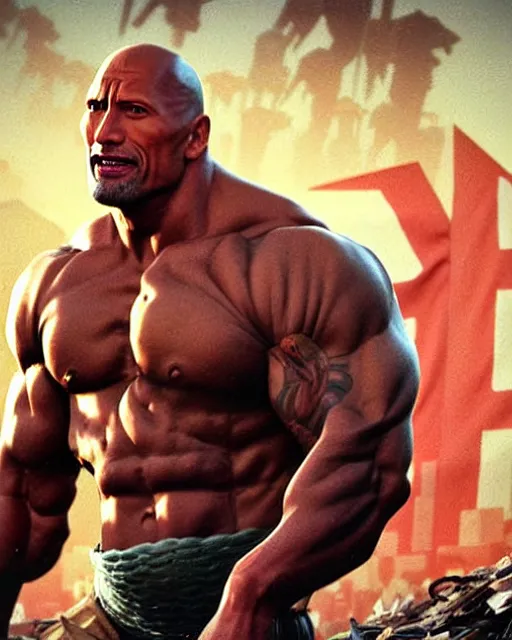 Prompt: dwayne johnson as a politician. 1 9 8 0 s dystopian soviet russia, propaganda screens. unreal engine, fantasy art by jesper ejsing. faithfully depicted facial expression, perfect anatomy global illumination, radiant light, detailed and intricate environment