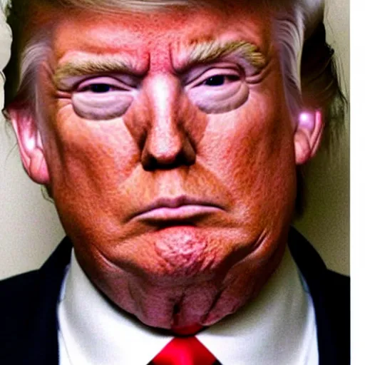 Image similar to Donald Trump looking disappointed on a prison mugshot