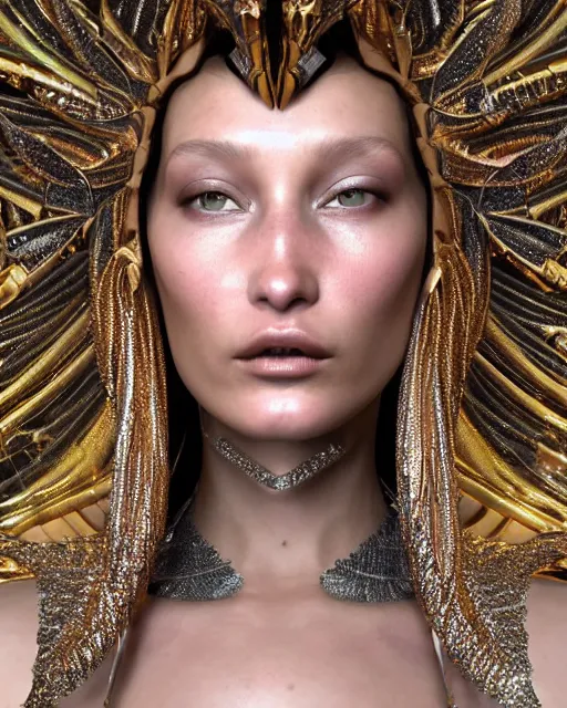 Image similar to a highly detailed metahuman 4 k close up render of an alien goddess bella hadid as alien in iris van herpen dress schiaparelli in diamonds crystals swarovski and jewelry iridescent in style of alphonse mucha gustav klimt trending on artstation made in unreal engine 4