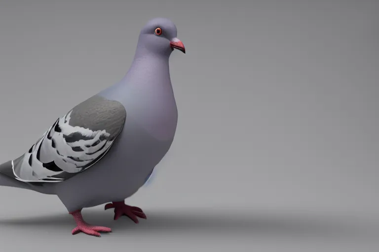 Prompt: a pigeon sculpted from clay, studio lighting, studio photography, 3 d model, 3 d render, unreal engine, octane render, cgi, 8 k