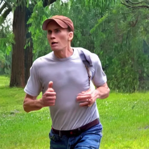 Prompt: Live Action Still of Jerma in Forrest Gump, real life, hyperrealistic, ultra realistic, realistic, highly detailed, epic, HD quality, 8k resolution, body and headshot, film still