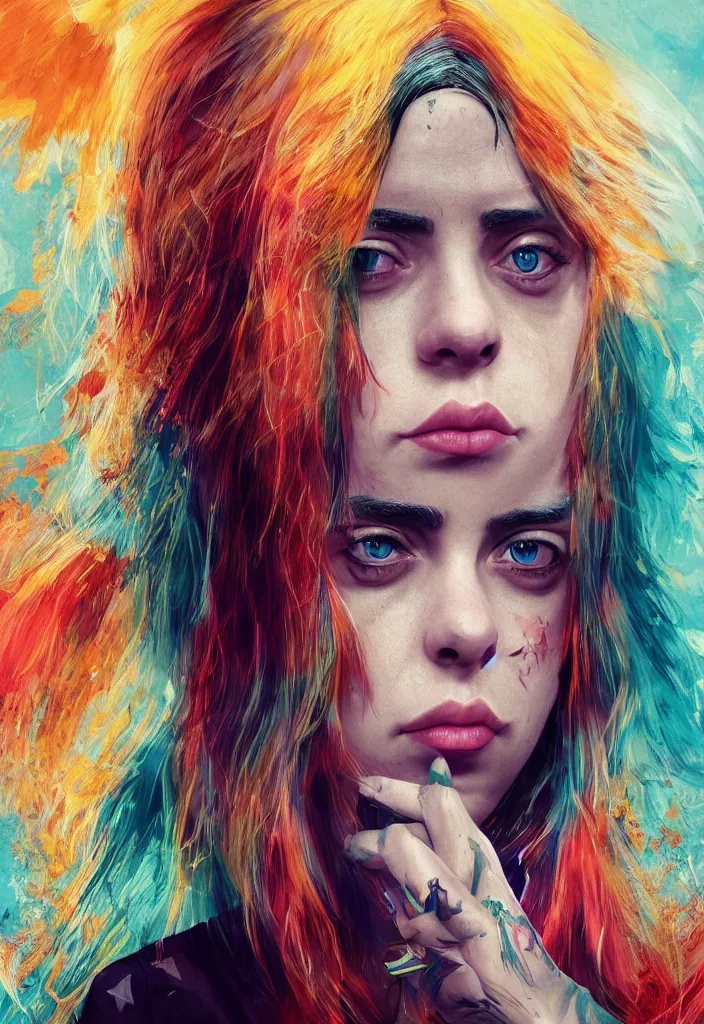 Prompt: Billie Eilish as the empress of tomorrow, ultra realistic, Artstation, 8K resolution, 3D HDR, epic design