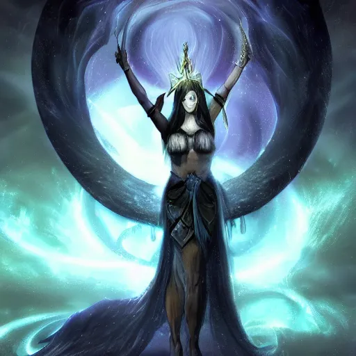 Image similar to godess of the night nyx in her primordial form