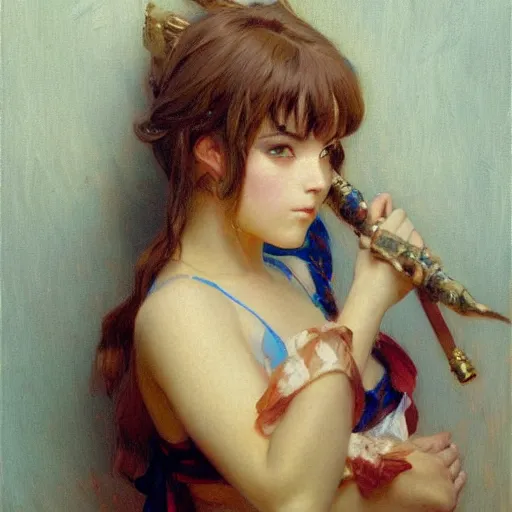 Prompt: a detailed fine portrait of pouting anime girl, painting by gaston bussiere, craig mullins, j. c. leyendecker