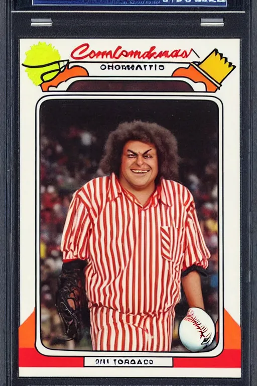 Image similar to 1 9 8 0 s baseball card of an oompa loompa