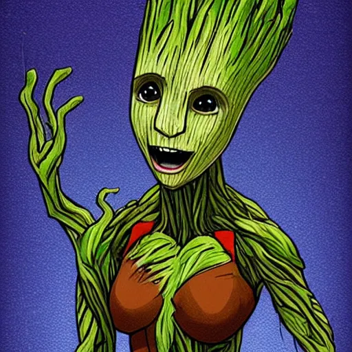 Prompt: female groot