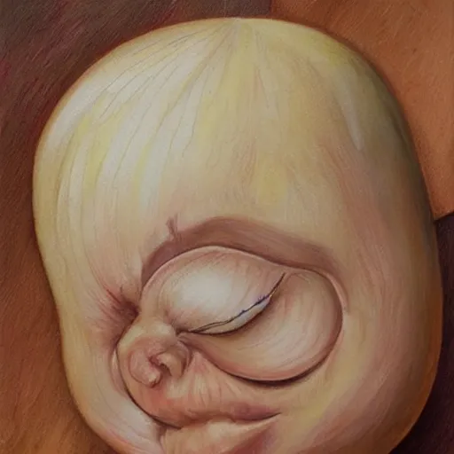 Prompt: onion crying tears art, high detail, 2d